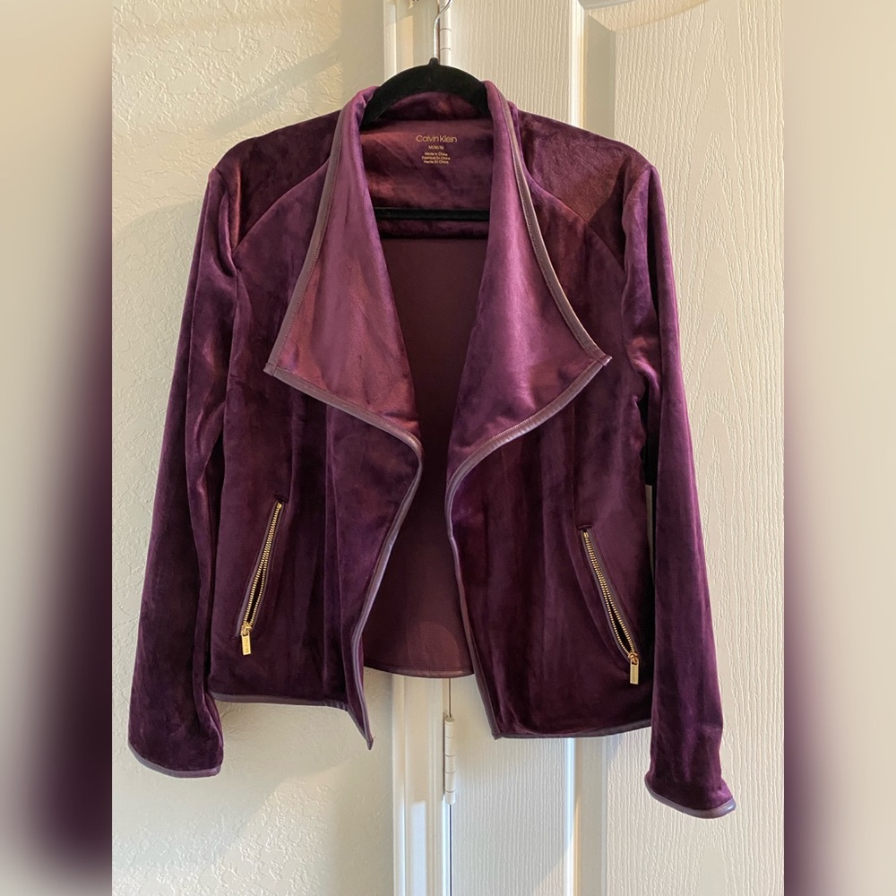 Calvin Klein Velvet Purple Jacket Medium NWT